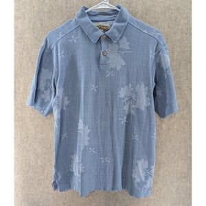 Tommy Bahama Mens Silk Cotton Blend Floral Print Polo Shirt Size M